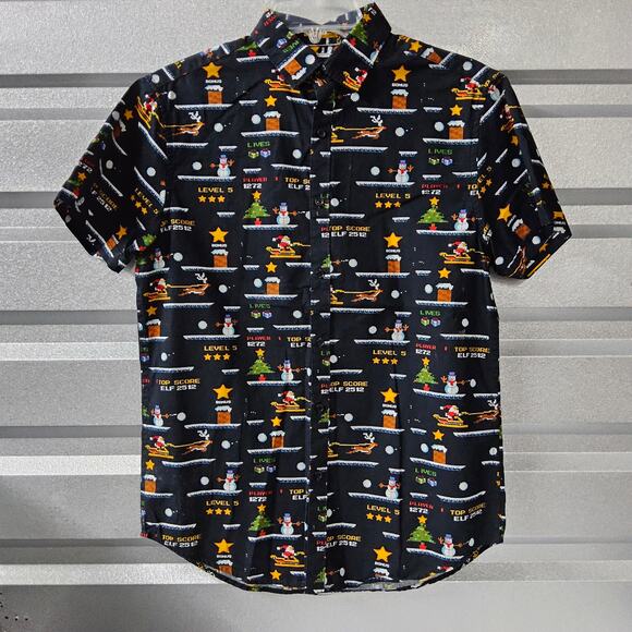 Denim & Flower Ricky Singh HolyJoly Men's Small Gamer Button-up Short Sleeve‎ - Picture 2 of 5